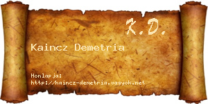 Kaincz Demetria névjegykártya